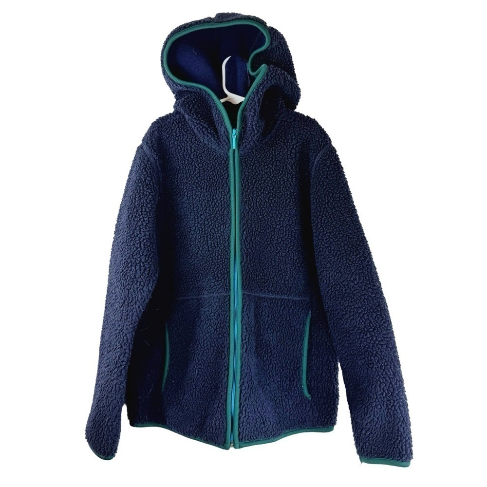UNIQLO Boys Thick Warm High Quality Dark Navy Sherpa Full Zip Hoodie Size 150